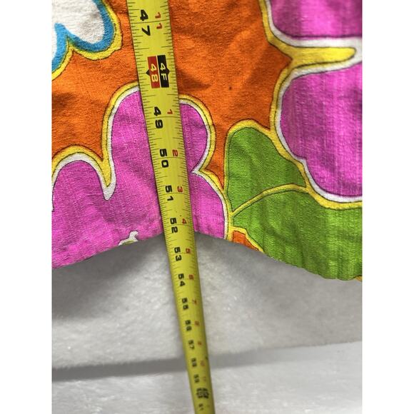 Vintage 60s Dress Malihini Hawaii Designer Collection Maxi Floral Hot Neon - Picture 12 of 15